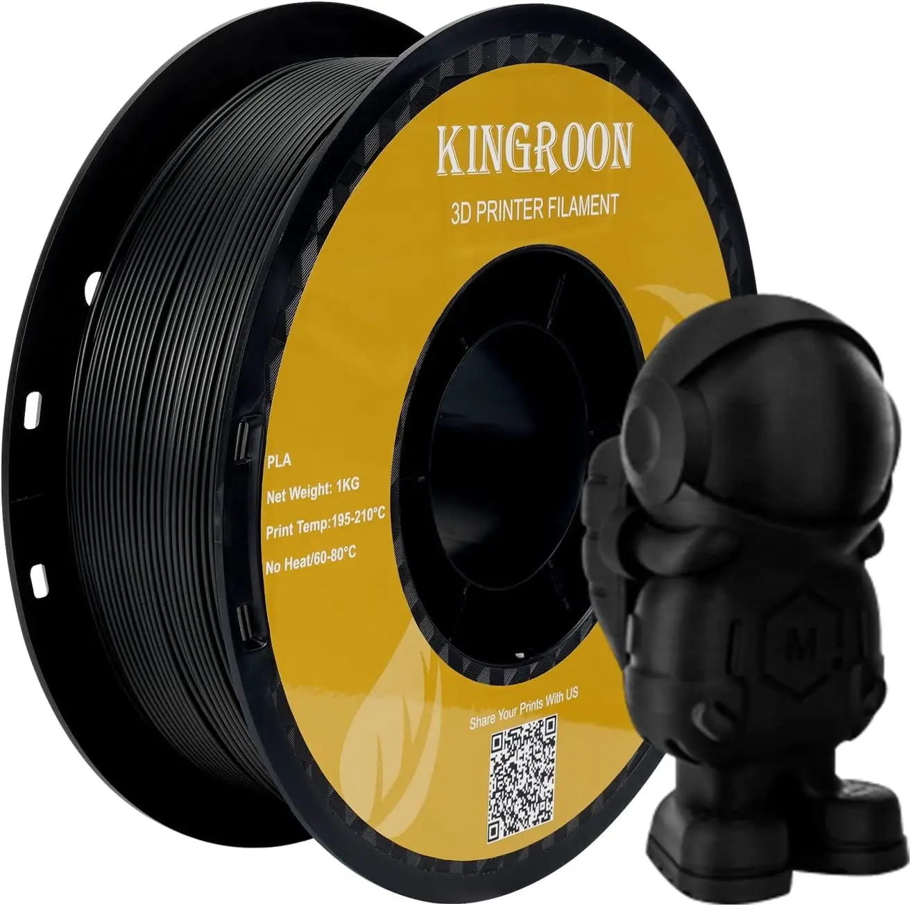 PLA 3D Printer Filament, 1.75mm ±0.02mm, 1kg Spool, Black
PLA 3D Printer Filament, 1.75mm ±0.02mm, 1kg Spool, Black