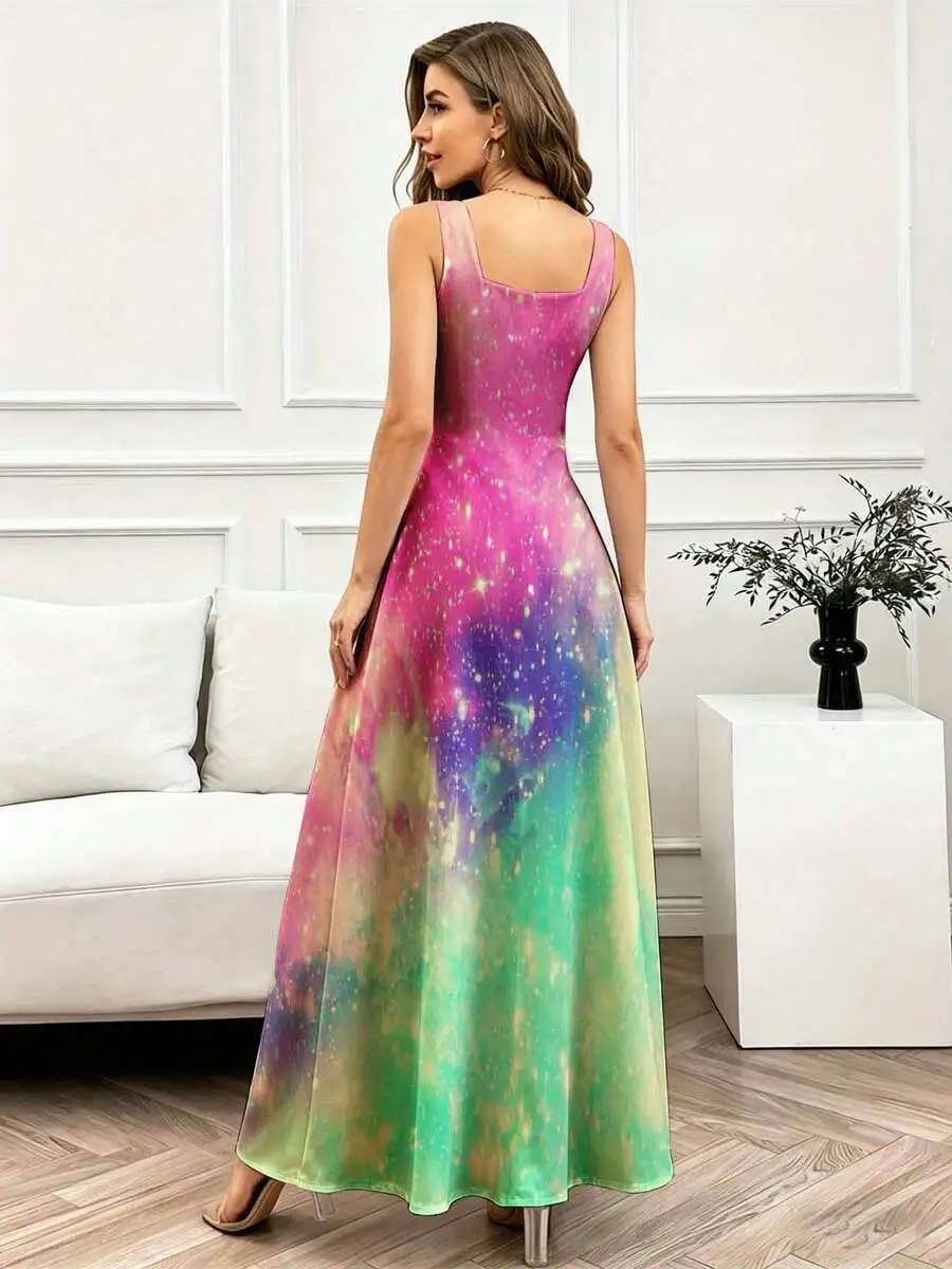 Square Neck Galaxy Print Maxi Dress Colorful Gradient Flowy Flare Casual
Square Neck Galaxy Print Maxi Dress Colorful Gradient Flowy Flare Casual