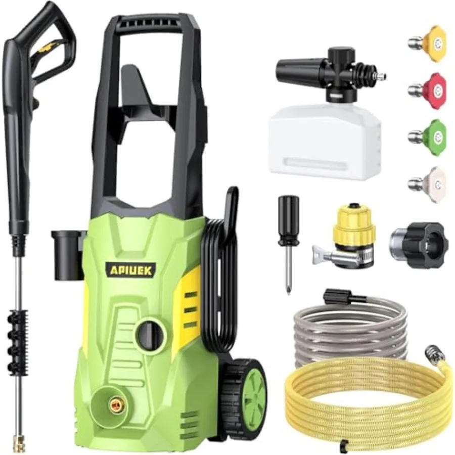 Electric High Pressure Washer - Portable Washer with 23 FT Water Outlet and 6.6 FT Inlet Hose Steel Spray Wand Foam-Adjustable
Electric High Pressure Washer - Portable Washer with 23 FT Water Outlet and 6.6 FT Inlet Hose Steel Spray Wand Foam-Adjustable