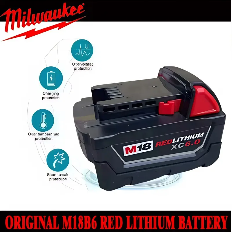 Аккумулятор Milwaukee M18 6000 мАч 5000 мАч, 18В, литий-ионный, сменный, для электроинструментов 48-11-1860 2604-22 M18
Аккумулятор Milwaukee M18 6000 мАч 5000 мАч, 18В, литий-ионный, сменный, для электроинструментов 48-11-1860 2604-22 M18