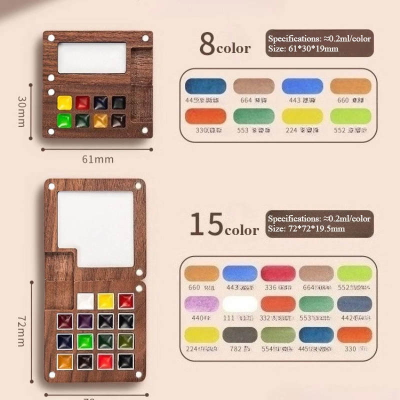 8/15 Color Wooden Box Watercolor Paint Comes with Palette Easy To Store Easy To Carry Painting Outdoor Sketching Travel Records
8/15 Color Wooden Box Watercolor Paint Comes with Palette Easy To Store Easy To Carry Painting Outdoor Sketching Travel Records