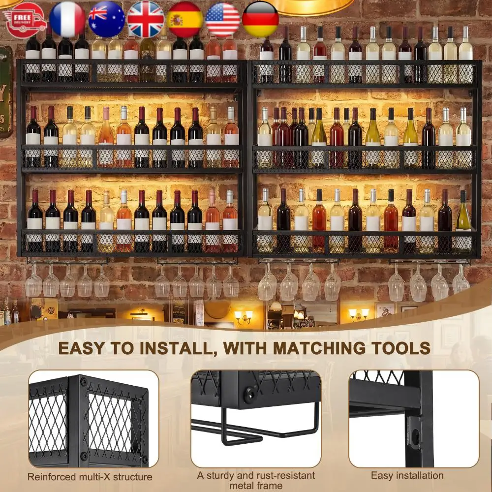 39in 3-Tiers Liquor Bottle Display Storage Shelf with Glass Holder Metal Wine Bottle Display Rack for Home Dining Room Kitchen
39in 3-Tiers Liquor Bottle Display Storage Shelf with Glass Holder Metal Wine Bottle Display Rack for Home Dining Room Kitchen