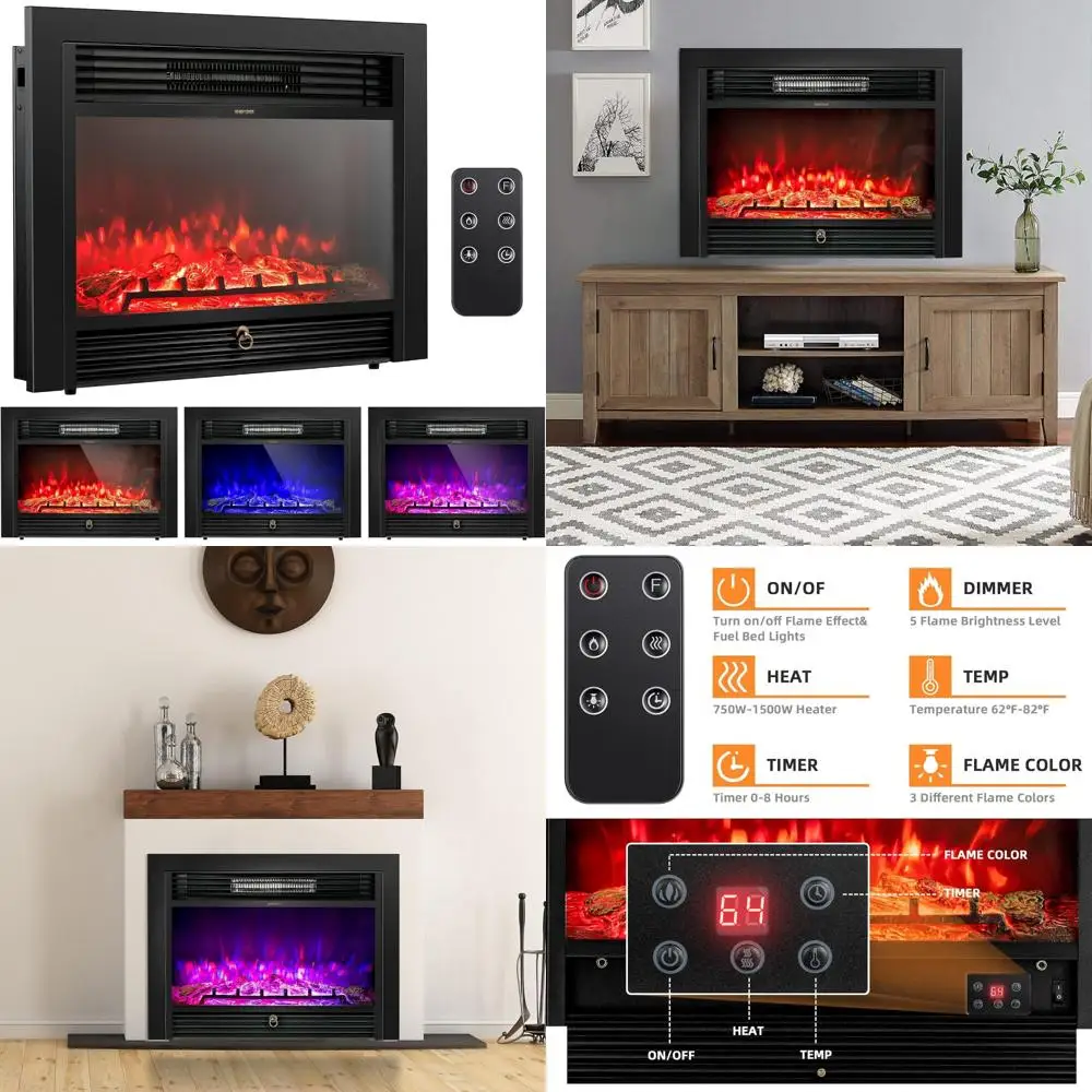 Space-Saving 28.5 Electric Fireplace Heater, Overheat Protection, 3D Flame Colors, Freestanding Insert
Space-Saving 28.5 Electric Fireplace Heater, Overheat Protection, 3D Flame Colors, Freestanding Insert