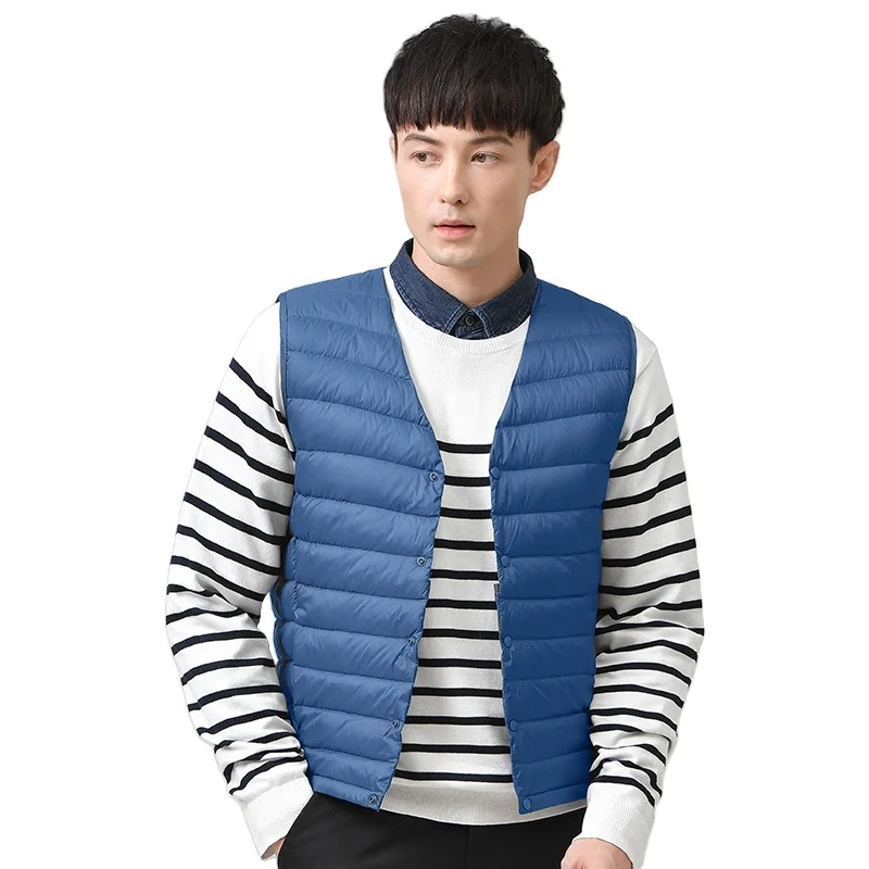 Autumn Winter Men's V-neck Lightweight Down Vest Solid Color Casual Cold Proof Warm Sleeveless White Duck Down Waistcoat
Autumn Winter Men's V-neck Lightweight Down Vest Solid Color Casual Cold Proof Warm Sleeveless White Duck Down Waistcoat