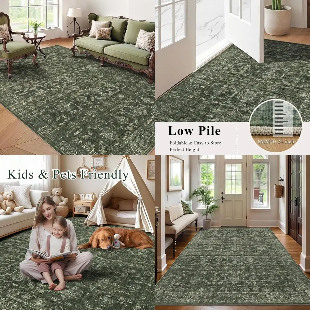 6x9 Green Washable Area Rug - Vintage Boho Style for Living Room, Bedroom, Dining Room & Office
6x9 Green Washable Area Rug - Vintage Boho Style for Living Room, Bedroom, Dining Room & Office