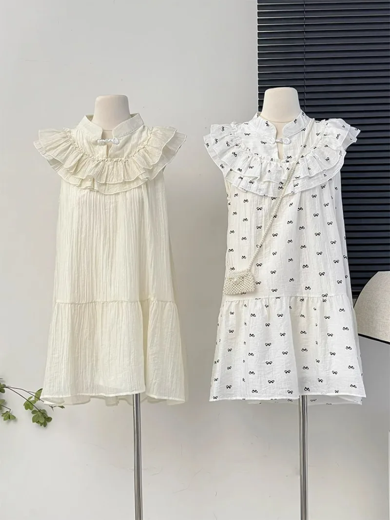 Vintage New Chinese Style Summer Robe Femme O Neck Disc Buckle Bowknot Sleeveless Vest Dresses Y2k Ruffles Kawaii Chic Vestidos
Vintage New Chinese Style Summer Robe Femme O Neck Disc Buckle Bowknot Sleeveless Vest Dresses Y2k Ruffles Kawaii Chic Vestidos