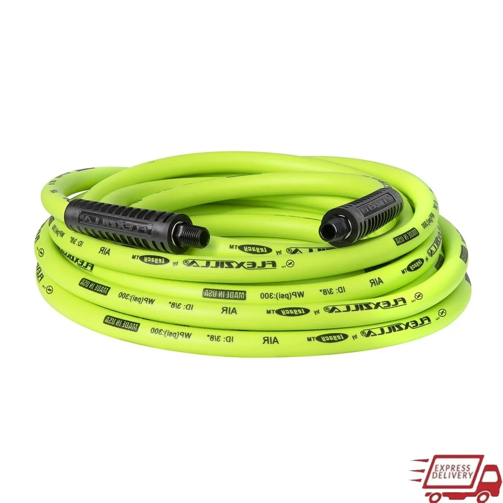 Air Hose 3/8" x 25' Hybrid Polymer Lightweight Kink Resistant Durable Abrasion Resistant 300 psi Anodized Ends Bend Restrictors
Air Hose 3/8" x 25' Hybrid Polymer Lightweight Kink Resistant Durable Abrasion Resistant 300 psi Anodized Ends Bend Restrictors