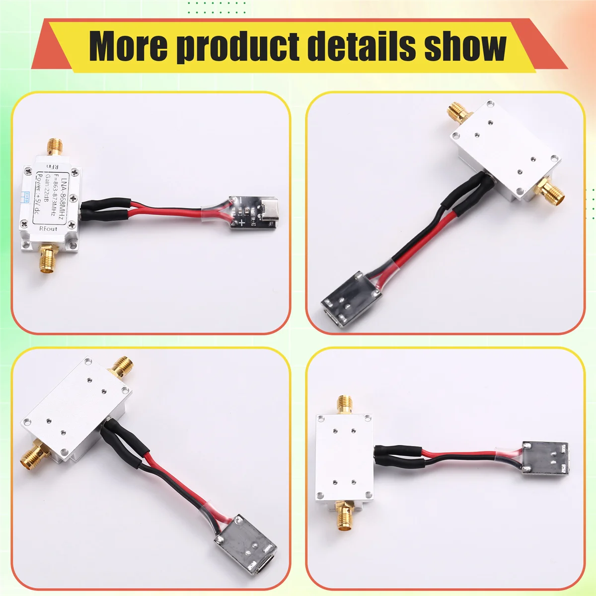 2025+868MHz Low Noise Amplifier for LNA Amplifier Module Module Image Transmission Range Extender TYPE C
2025+868MHz Low Noise Amplifier for LNA Amplifier Module Module Image Transmission Range Extender TYPE C