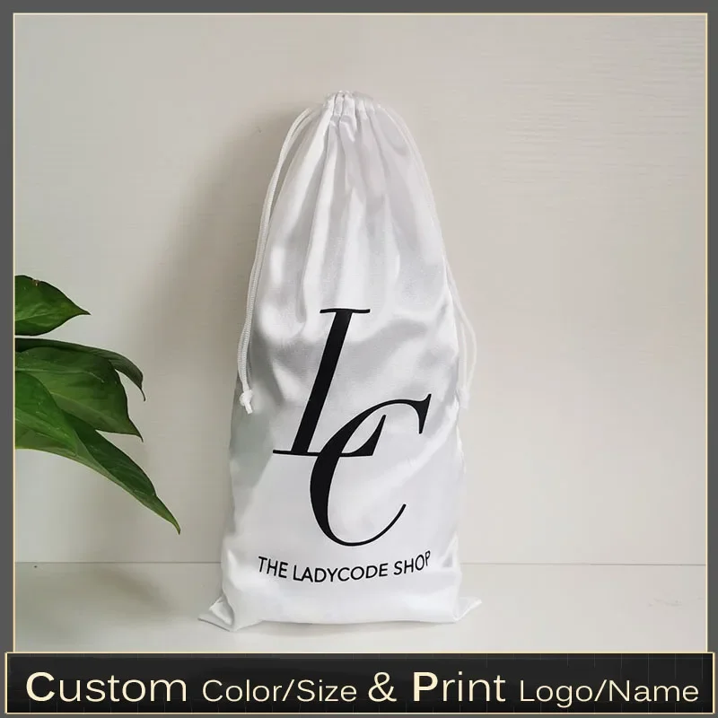 50PCS White Silk Satin Hair Bag Shoes Boots Bikini Underwear Extenssions Storage Drawstring Packaging Bags Custom Logo 18x35cm
50PCS White Silk Satin Hair Bag Shoes Boots Bikini Underwear Extenssions Storage Drawstring Packaging Bags Custom Logo 18x35cm