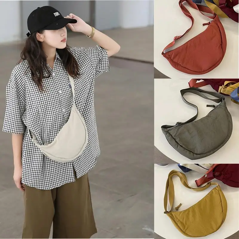 1 шт., однотонная нейлоновая женская дорожная сумка через плечо, простые женские сумки на плечо, повседневная уличная сумка для телефона, сумки для девочек, кошелек