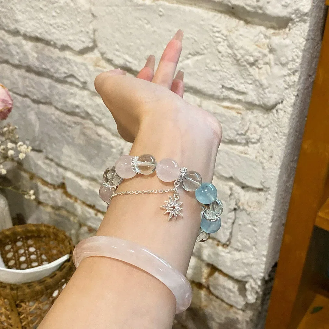 Natural Crystal Bracelet, Aquamarine, Pink Crystal, White Crystal Women's Fashion Bracelet
Natural Crystal Bracelet, Aquamarine, Pink Crystal, White Crystal Women's Fashion Bracelet