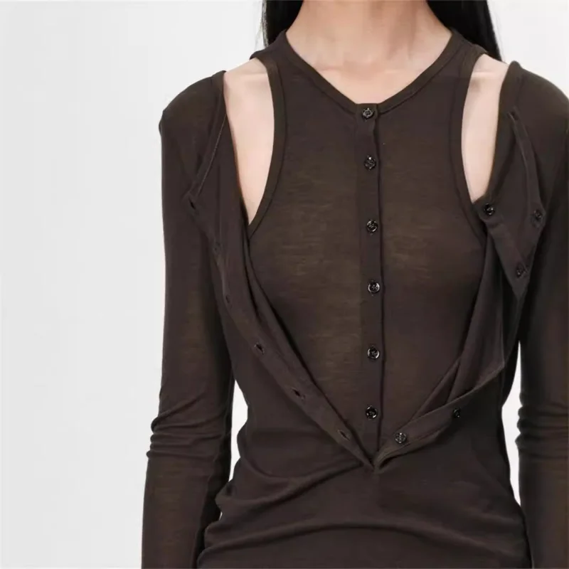 Two-wear Women T-shirts Lyocell Button Placket Wool Knitted Tees Long-sleeved Blouse Autumn Tops Fashion Tshirts Solid
Two-wear Women T-shirts Lyocell Button Placket Wool Knitted Tees Long-sleeved Blouse Autumn Tops Fashion Tshirts Solid
