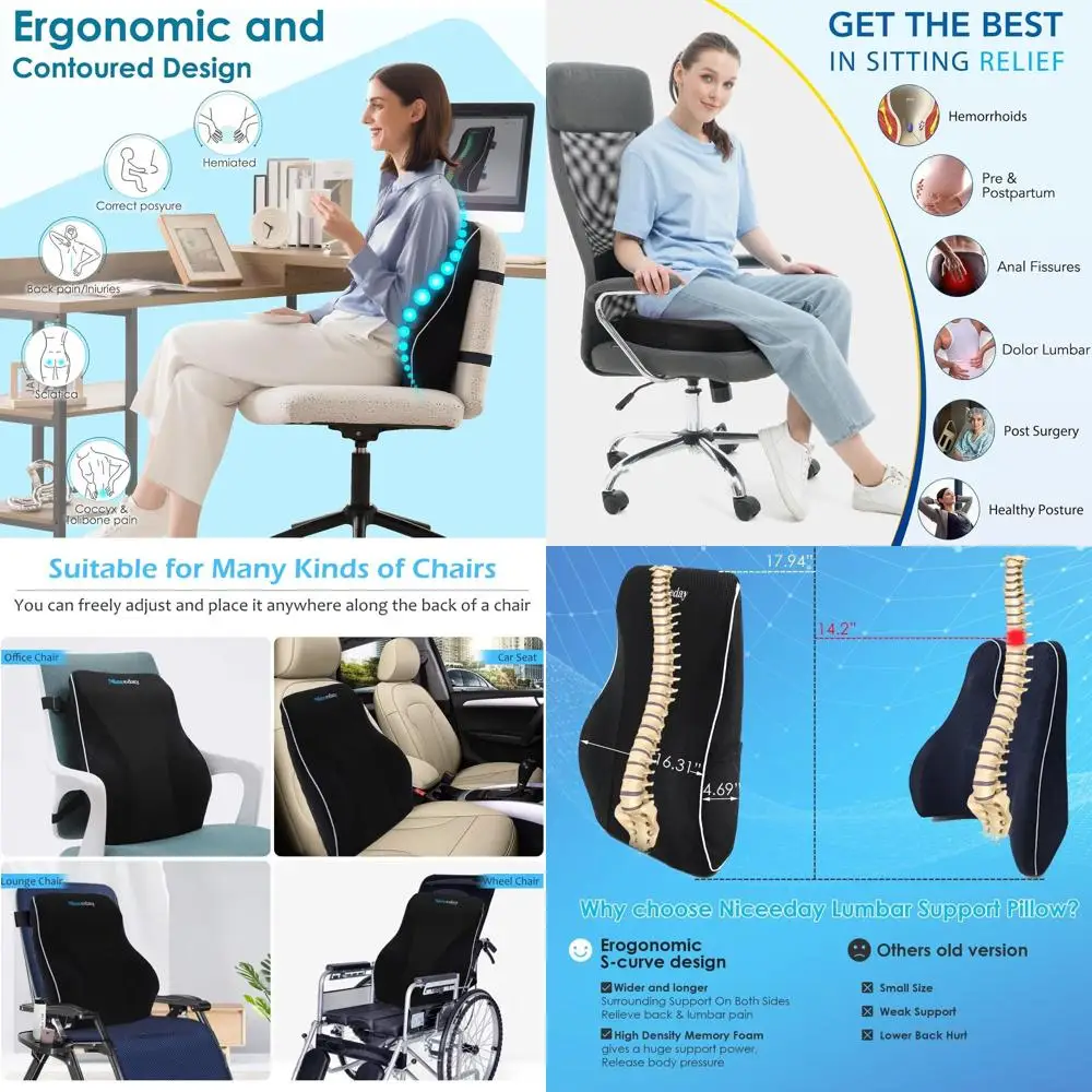 Эргономичная подушка из пены с эффектом памяти для офисных кресел — поддержка для облегчения боли в пояснице и комфортных игровых сессий
Эргономичная подушка из пены с эффектом памяти для офисных кресел — поддержка для облегчения боли в пояснице и комфортных игровых сессий