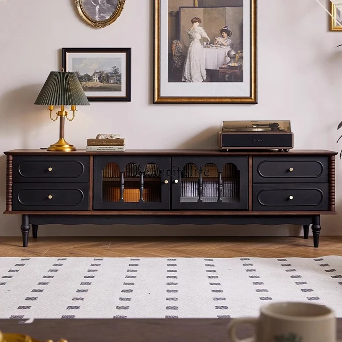 French medieval ash wood all solid wood TV cabinet black living room home storage
French medieval ash wood all solid wood TV cabinet black living room home storage