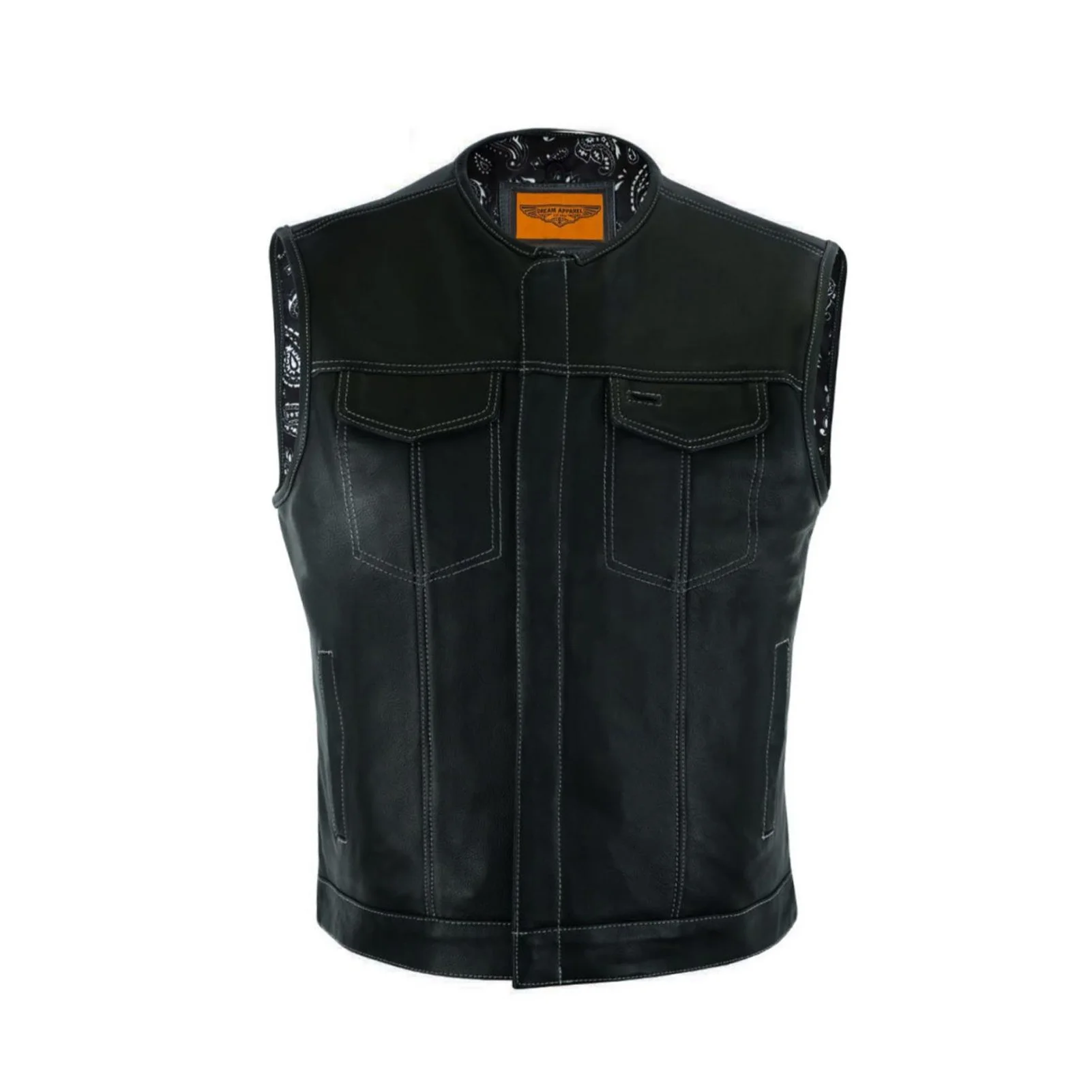 Dream Apparel Mens Club Vest Black Paisley Liner, W/White Thread Front Zipper Conceal Pockets Motorcycle Riding Vest for Motorbike, Cycling, Driving, Hiking
Dream Apparel Mens Club Vest Black Paisley Liner, W/White Thread Front Zipper Conceal Pockets Motorcycle Riding Vest for Motorbike, Cycling, Driving, Hiking