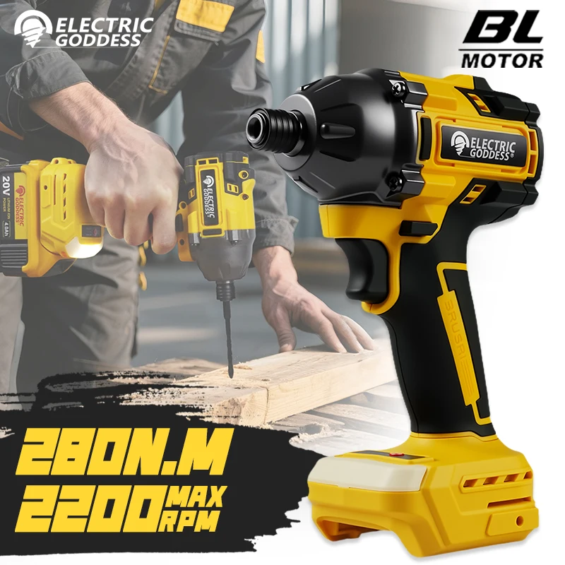 Electric Goddess Brushless Impact Driver 280NM Cordless Electric Drill Screwdriver Tool For Dewalt Makita Battery Pin
Electric Goddess Brushless Impact Driver 280NM Cordless Electric Drill Screwdriver Tool For Dewalt Makita Battery Pin