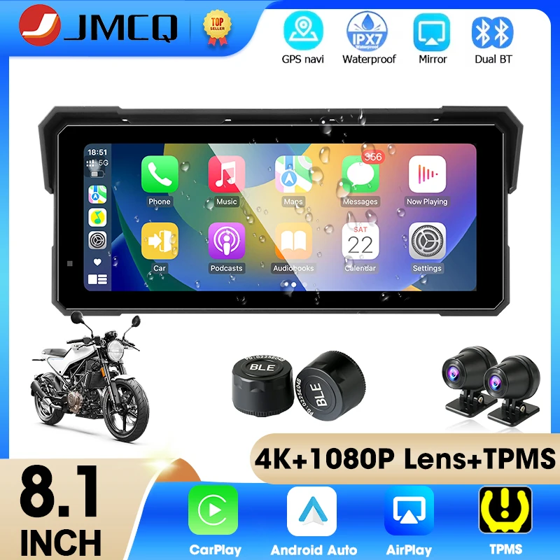 8.1" Motorcycle GPS Navigation Wireless Carplay Android Auto IPX7 Waterproof Drive Recorder Dual Bluetooth Support 4K+1080P
8.1" Motorcycle GPS Navigation Wireless Carplay Android Auto IPX7 Waterproof Drive Recorder Dual Bluetooth Support 4K+1080P
