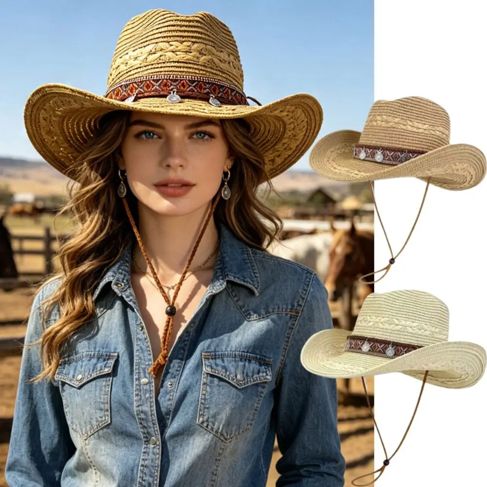 Retro Wide Brim Western Cowboy Hat Ethnic Style Tassel Sunscreen Straw Hat Breathable Woven Panama Cap Fishing
Retro Wide Brim Western Cowboy Hat Ethnic Style Tassel Sunscreen Straw Hat Breathable Woven Panama Cap Fishing