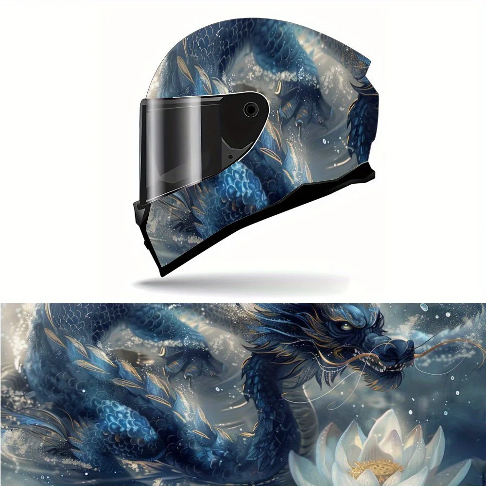 Noble and sacred blue dragon motorcycle vinyl wraps helmet decal,self-adhesive waterproof helmet decoration,universal motorcycle 
Noble and sacred blue dragon motorcycle vinyl wraps helmet decal,self-adhesive waterproof helmet decoration,universal motorcycle