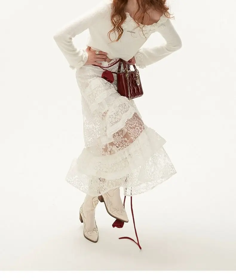 Jupes longues en dentelle Fairycore pour femmes, jupe superposée en tulle irrégulier, jupes transparentes Boho, jupes de vacance 
Jupes longues en dentelle Fairycore pour femmes, jupe superposée en tulle irrégulier, jupes transparentes Boho, jupes de vacance