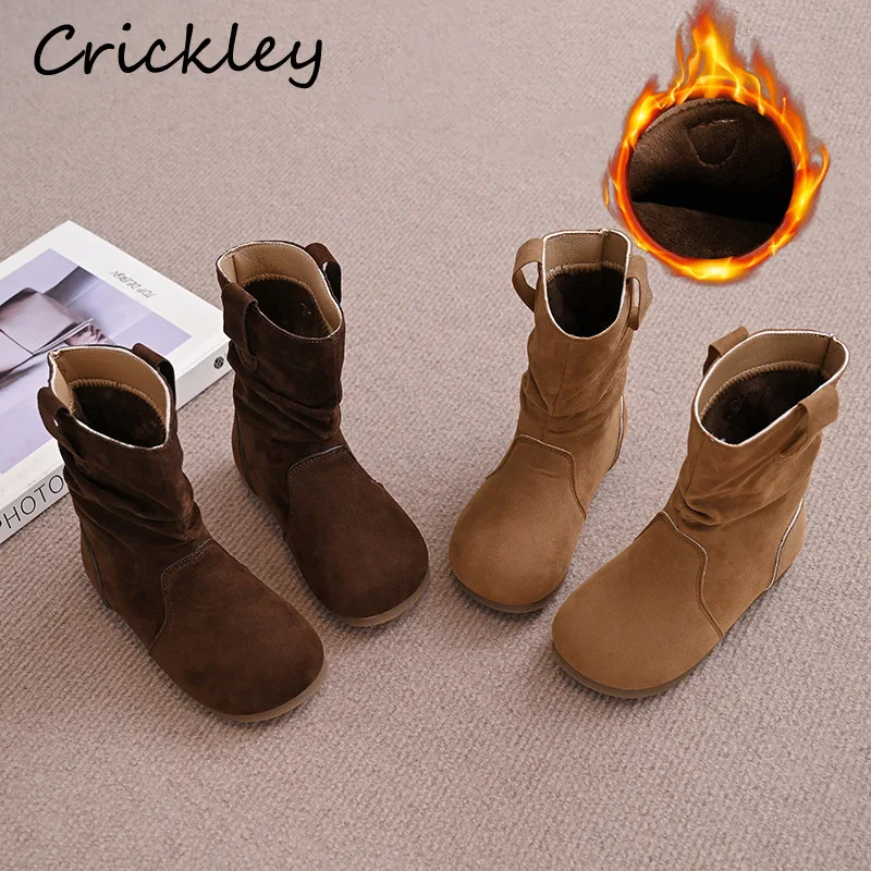 Solid Kids Fashion Boots Fleece Warm Mid Calf Shoes For Children Autumn Winter PU Leather Folded Slip On Girls Boots
Solid Kids Fashion Boots Fleece Warm Mid Calf Shoes For Children Autumn Winter PU Leather Folded Slip On Girls Boots