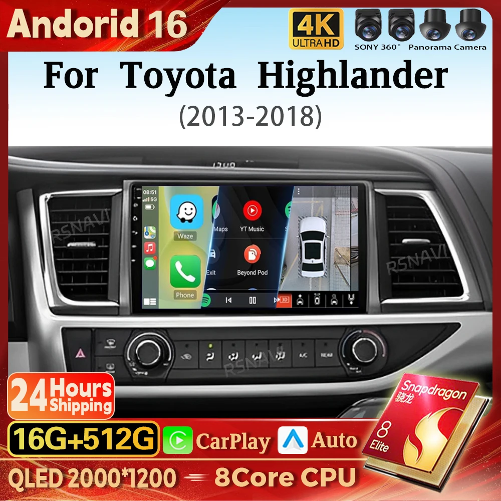 Android 16 Carplay Auto Car Radio Multimedia Player For Toyota Highlander 3 XU50 2013 - 2018 DSP Autoradio GPS Stereo 16G-512G
Android 16 Carplay Auto Car Radio Multimedia Player For Toyota Highlander 3 XU50 2013 - 2018 DSP Autoradio GPS Stereo 16G-512G