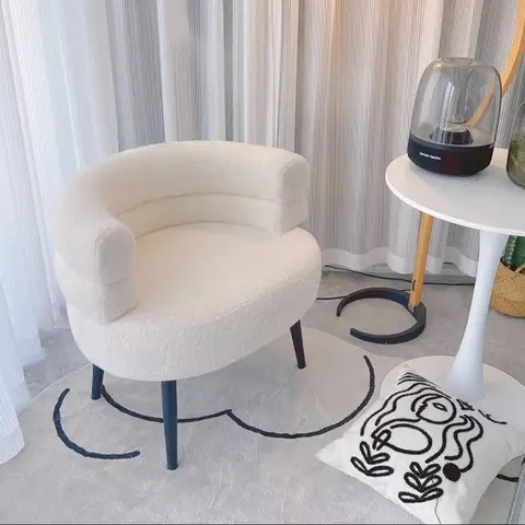 Canapé paresseux moderne et simple pour la maison, tabouret de maquillage en laine d'agneau doux et confortable, tabouret de chevet en arc pour chambre de fille