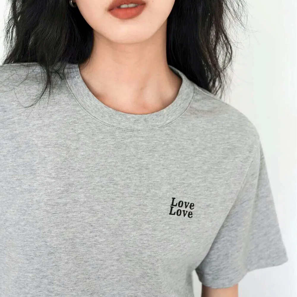 Love Love Letters Embroidered Elegant Cotton T Shirts Women Summer Short Sleeve Loose Casual Tops Crewneck Gray Simple T-shirts
Love Love Letters Embroidered Elegant Cotton T Shirts Women Summer Short Sleeve Loose Casual Tops Crewneck Gray Simple T-shirts