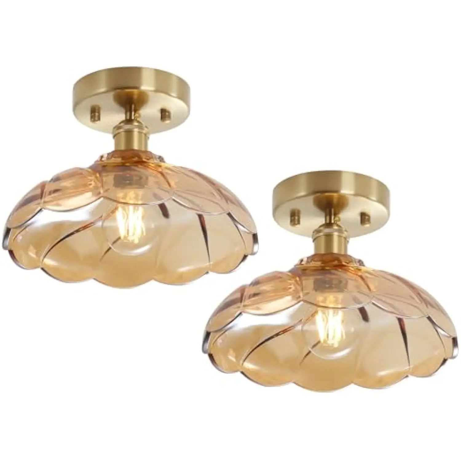 2 Pack Semi Flush Mount Ceiling Light, Gold Hallway Overhead Light with Scalloped Amber Shade, Fashion Ceiling Light Fixtures,
2 Pack Semi Flush Mount Ceiling Light, Gold Hallway Overhead Light with Scalloped Amber Shade, Fashion Ceiling Light Fixtures,