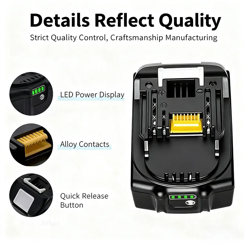 18V 6.0Ah Rechargeable Lithium-Ion Battery (18650 Cell) + 3A Charger, Suitable for Makita Power Tool BL1860 BL1830 LXT400 BL1850
18V 6.0Ah Rechargeable Lithium-Ion Battery (18650 Cell) + 3A Charger, Suitable for Makita Power Tool BL1860 BL1830 LXT400 BL1850