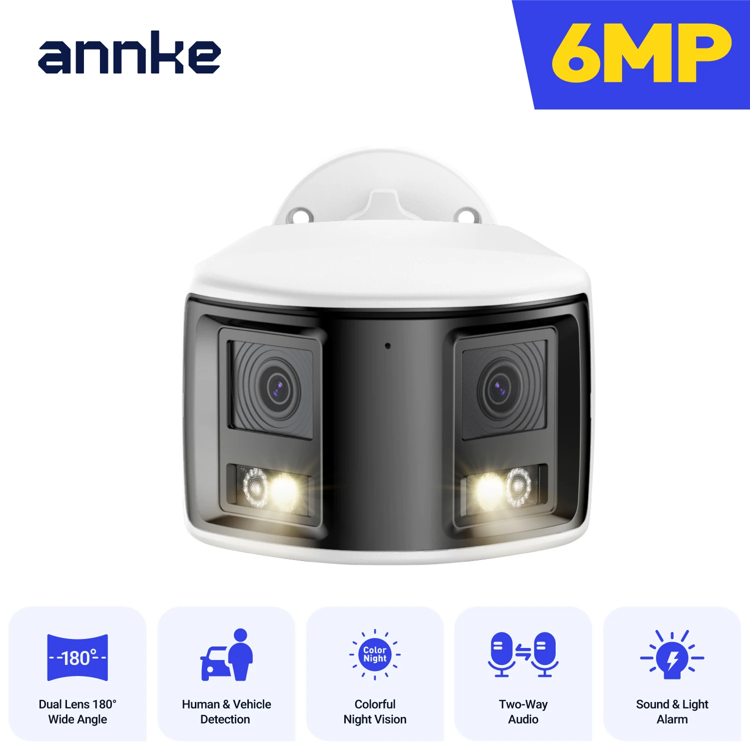 ANNKE 6MP DUO POE Dual Lens 180° Wide View Outdoor Video Camera,6MP AI Human Detect,6MP Security Camera 2 Way Audio CCTV Camera
ANNKE 6MP DUO POE Dual Lens 180° Wide View Outdoor Video Camera,6MP AI Human Detect,6MP Security Camera 2 Way Audio CCTV Camera