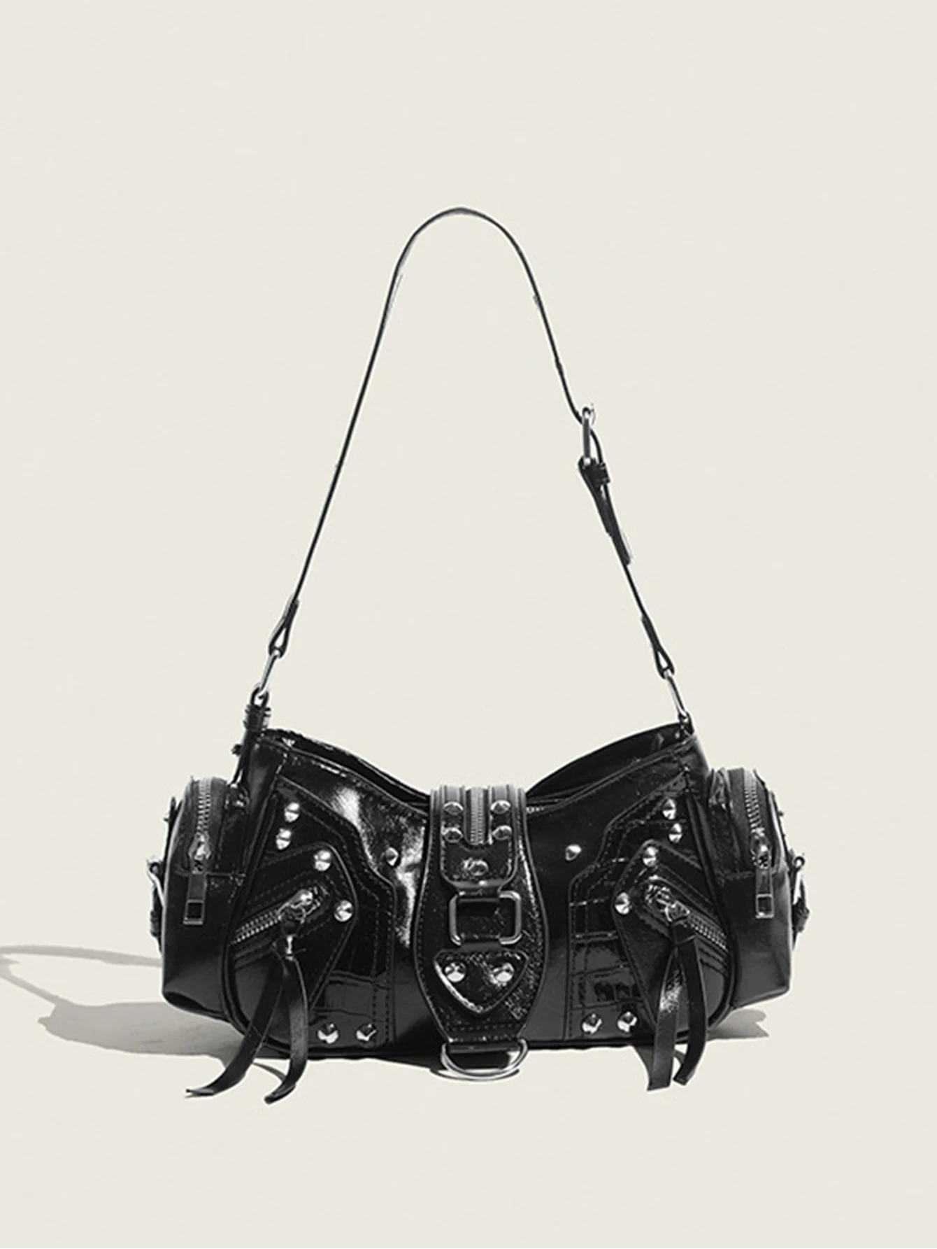 Spicy girl oil wax leather motorcycle armpit bag, fashionable and stylish willow nail bag, single shoulder crossbody bag
Spicy girl oil wax leather motorcycle armpit bag, fashionable and stylish willow nail bag, single shoulder crossbody bag