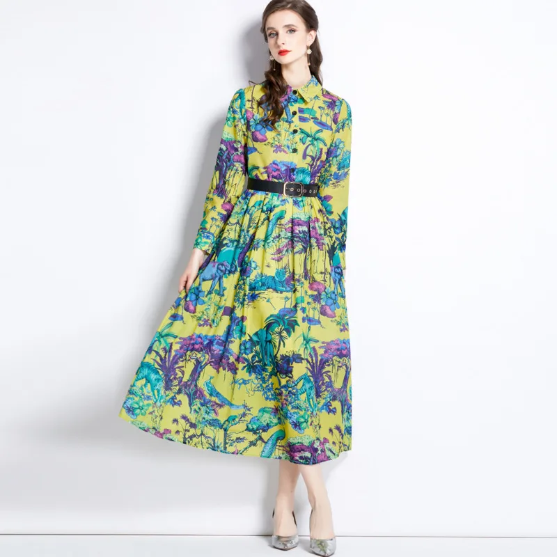 #2399 Long Shirt Dress Women Polo Collar Buttons Sashes A Line Casual Shirt Dress Ladies High Waisted Vintage Print Midi Dress
#2399 Long Shirt Dress Women Polo Collar Buttons Sashes A Line Casual Shirt Dress Ladies High Waisted Vintage Print Midi Dress