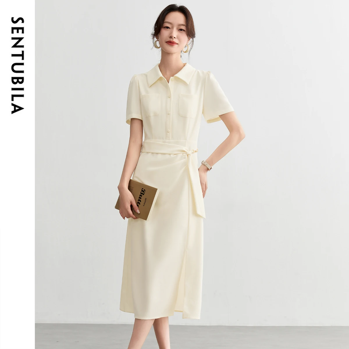 SENTUBILA Women's Summer Shirt Collar Dress 2025 Woman Bubble Sleeve Metal Chain Dresses Simple Pocket Design Clothing Q52LA2058
SENTUBILA Women's Summer Shirt Collar Dress 2025 Woman Bubble Sleeve Metal Chain Dresses Simple Pocket Design Clothing Q52LA2058