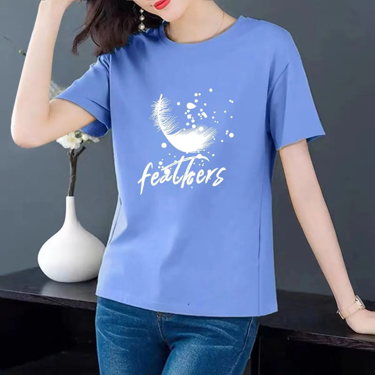 Female Cotton Short-sleeved T-shirt Women's 2025 New Summer Front Shoulder Clothes Cotton T-shirt Loose Half-sleeved Top
Female Cotton Short-sleeved T-shirt Women's 2025 New Summer Front Shoulder Clothes Cotton T-shirt Loose Half-sleeved Top