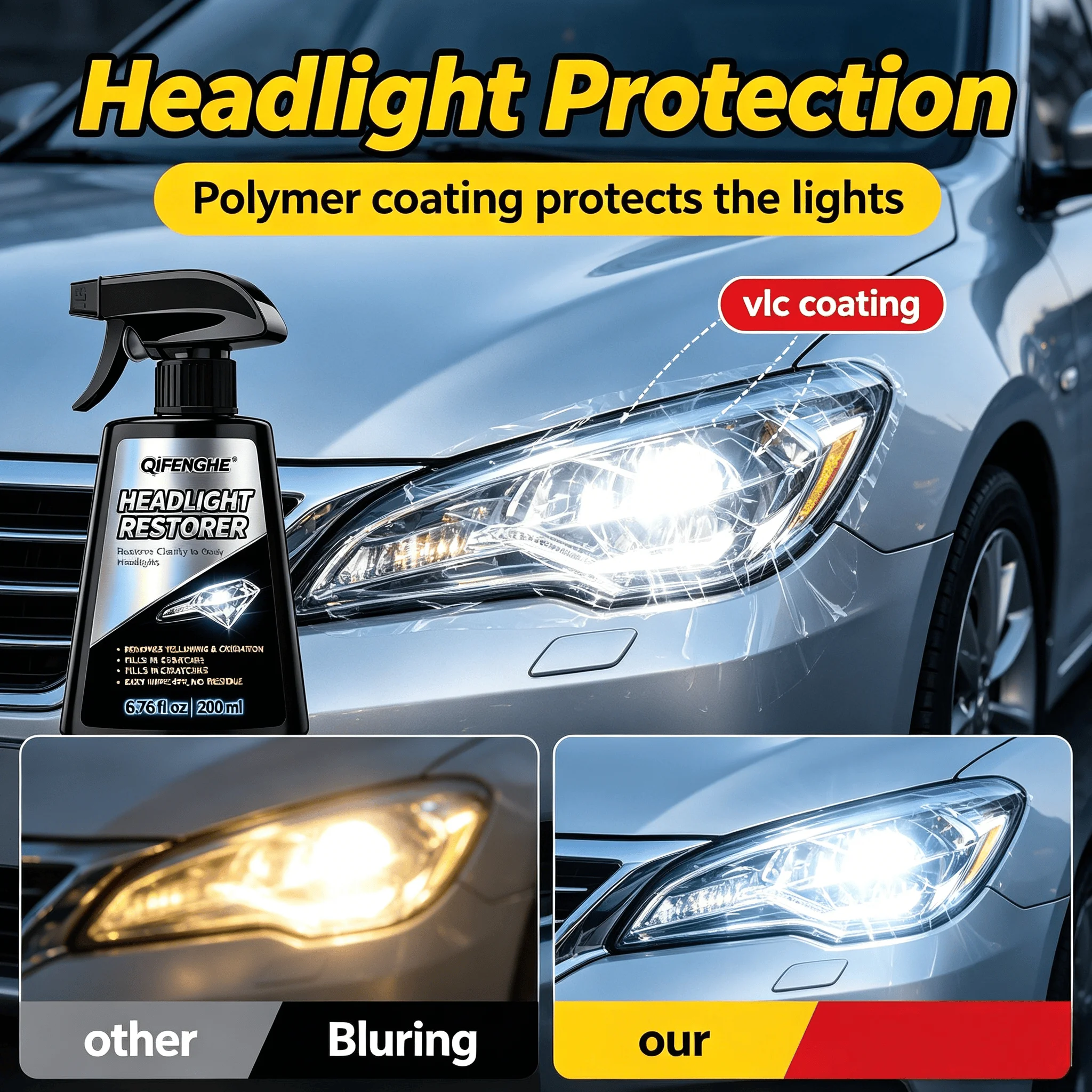 QiFENGHE Headlight Lens Restorer - Eco-Friendly, Non-Toxic, Biodegradable, No Harsh Acids, Safe for Indoor Garage Use
QiFENGHE Headlight Lens Restorer - Eco-Friendly, Non-Toxic, Biodegradable, No Harsh Acids, Safe for Indoor Garage Use