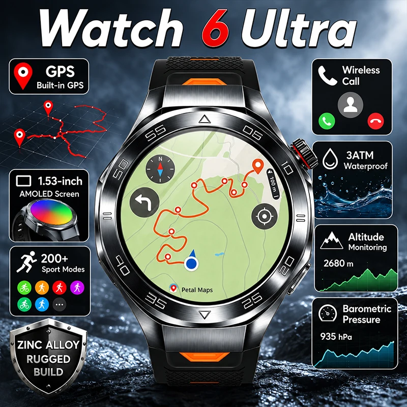 2026 New Military Watch 6 Ultra GPS Smart Watch Built-in GPS Map 3ATM Waterproof Compass Altimeter 200+Sport Call Smartwatch men
2026 New Military Watch 6 Ultra GPS Smart Watch Built-in GPS Map 3ATM Waterproof Compass Altimeter 200+Sport Call Smartwatch men