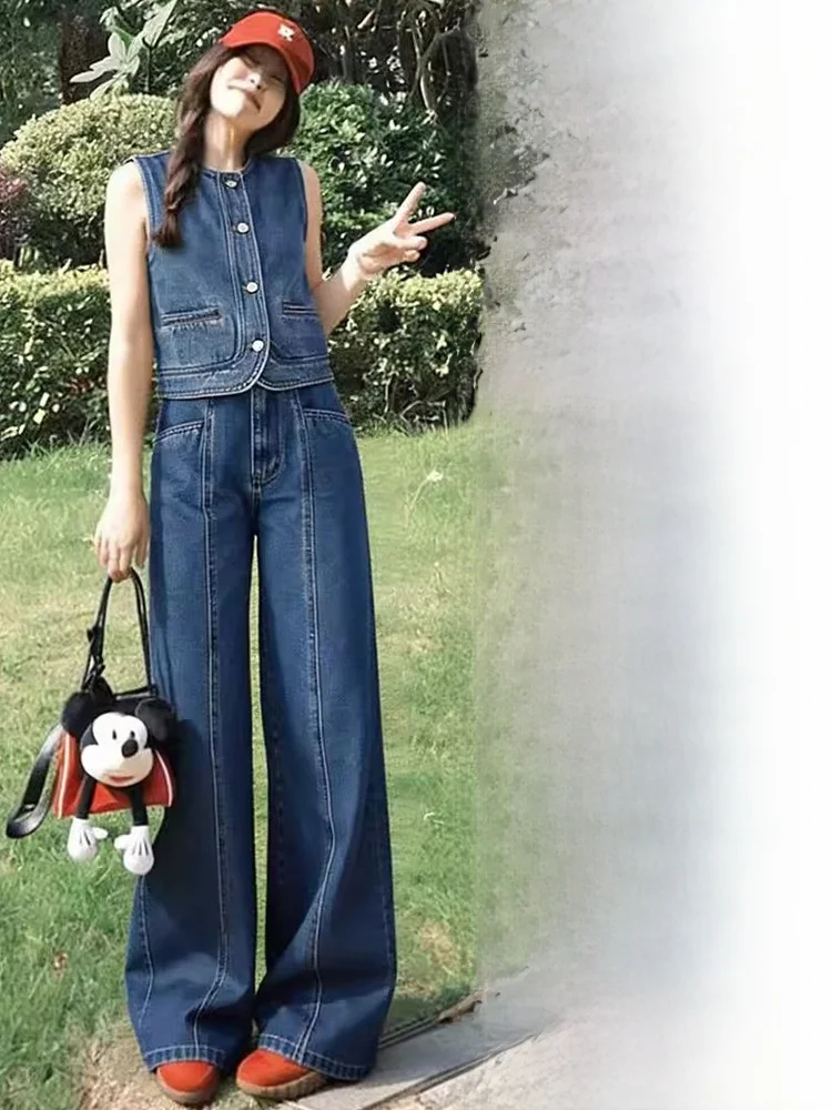 Early Spring Fashion Blue Denim Vest And Pants Set Salt System Maturity Lightweight Casual Shirt Style High Waist Long P...
Early Spring Fashion Blue Denim Vest And Pants Set Salt System Maturity Lightweight Casual Shirt Style High Waist Long P...