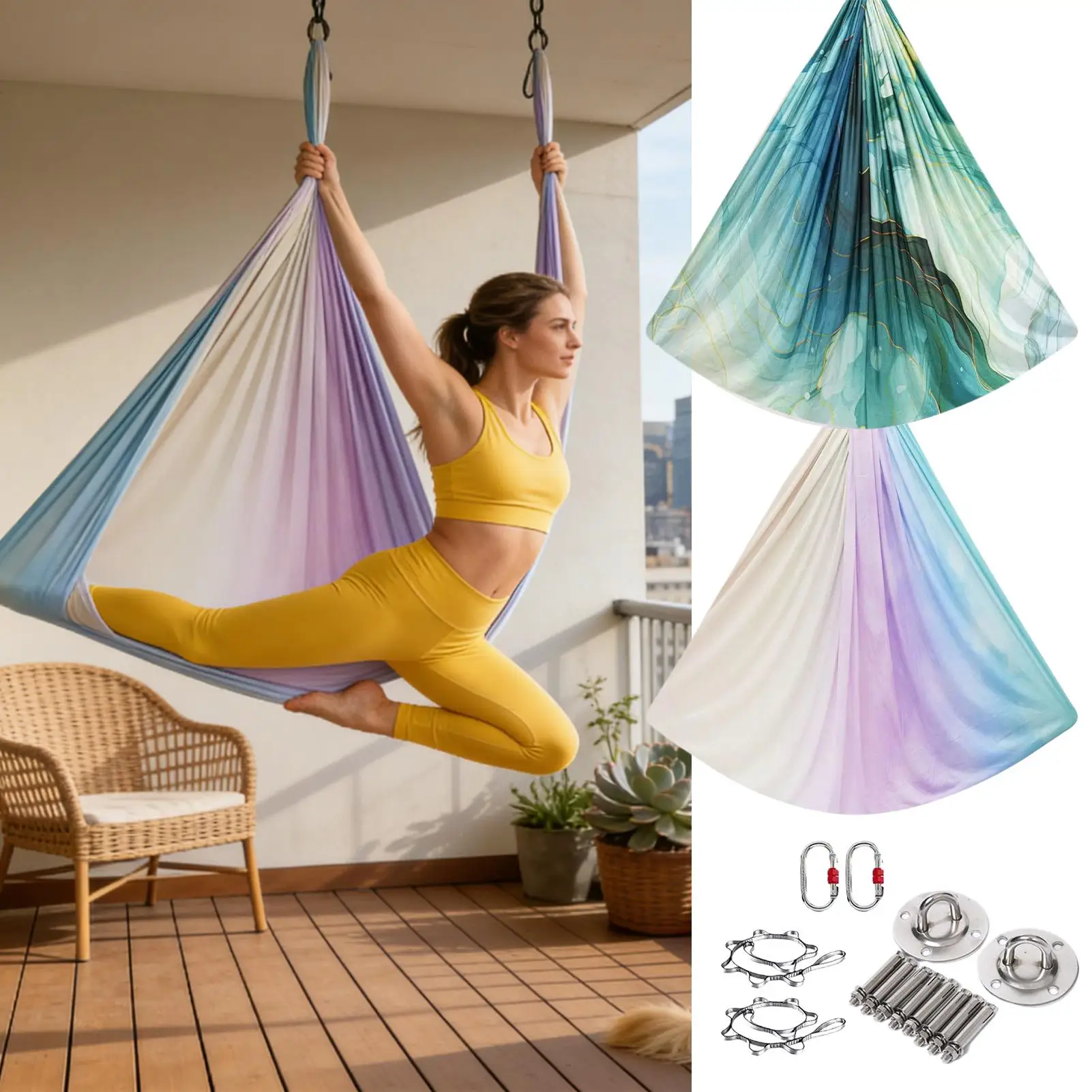 Воздушный набор гамаков для йоги, фитнес-пилатес, шелковая ткань, качели для йоги, включают карабины, цепочку с ромашками для инверсионных упражнений
Воздушный набор гамаков для йоги, фитнес-пилатес, шелковая ткань, качели для йоги, включают карабины, цепочку с ромашками для инверсионных упражнений