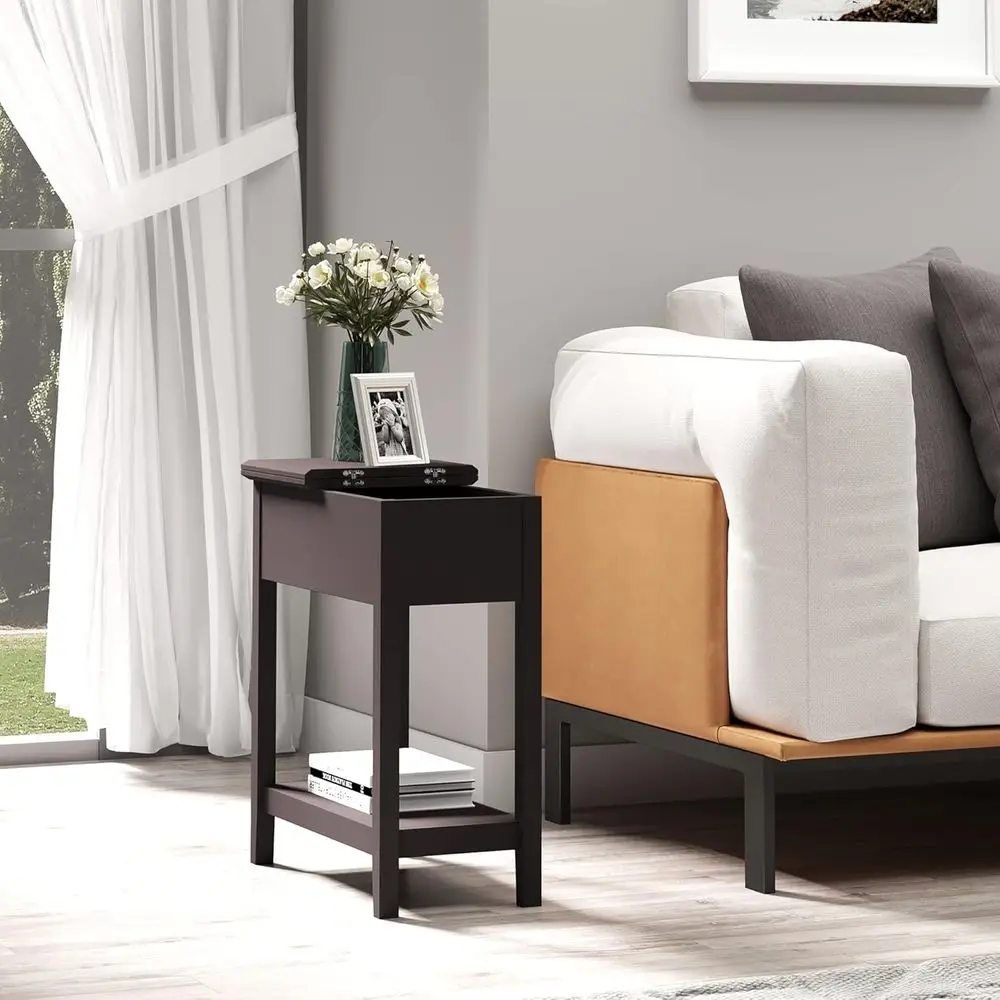 End Table, Narrow Side Table with lip Top, Storage Cabinet, Bottom Shel or Living Room
End Table, Narrow Side Table with lip Top, Storage Cabinet, Bottom Shel or Living Room