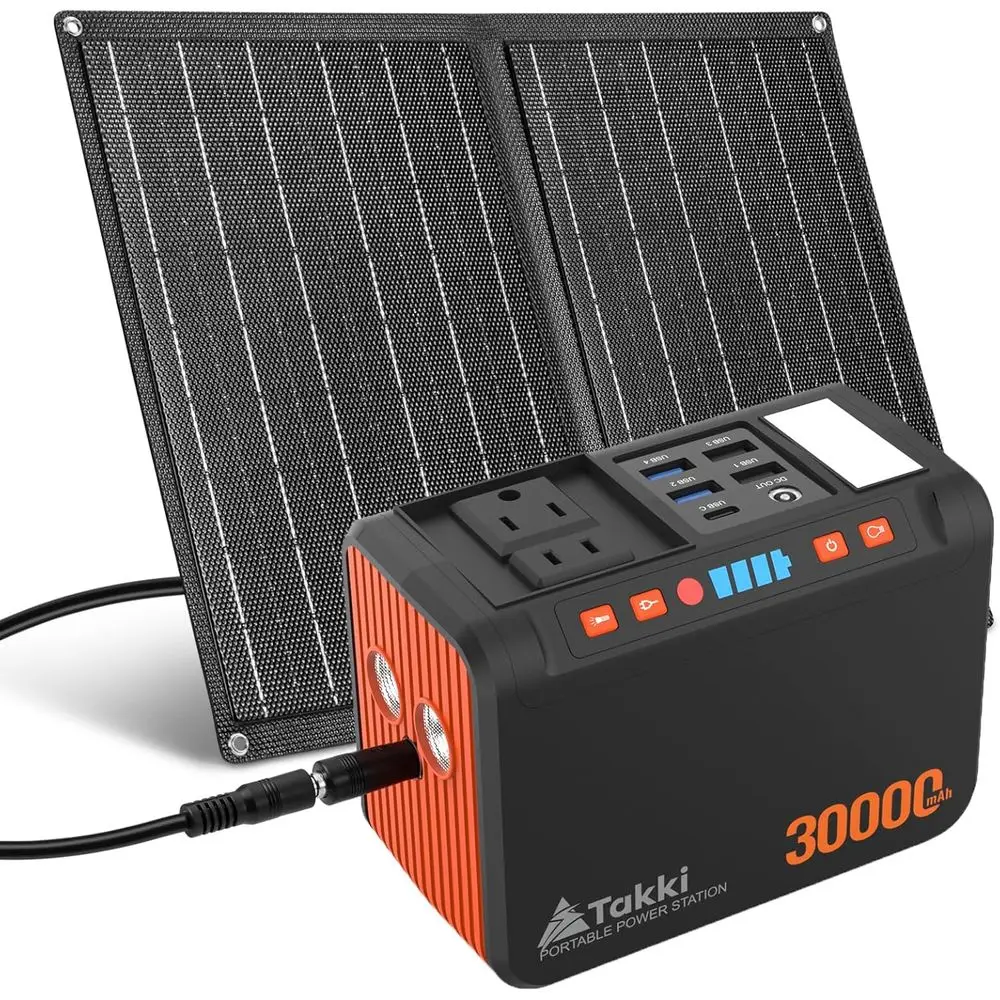 111Wh Portable Solar Generator Power Station with 21W Foldable Solar Panel, 120W Peak Solar Charger Power Bank with 110V AC DC U
111Wh Portable Solar Generator Power Station with 21W Foldable Solar Panel, 120W Peak Solar Charger Power Bank with 110V AC DC U