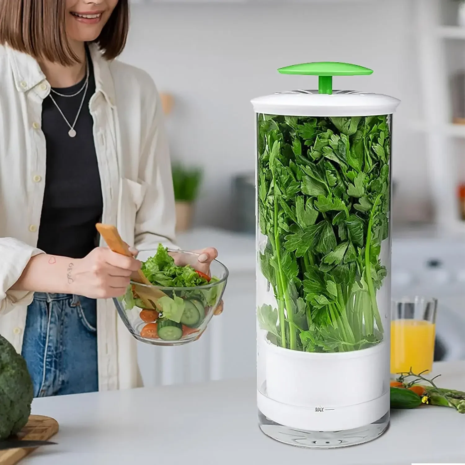 Clear Vegetable Saver Plastic Herb Storage Container Herb Saver For Refrigerator Breathable Tall Shape Fresh Herb Keeper
Clear Vegetable Saver Plastic Herb Storage Container Herb Saver For Refrigerator Breathable Tall Shape Fresh Herb Keeper