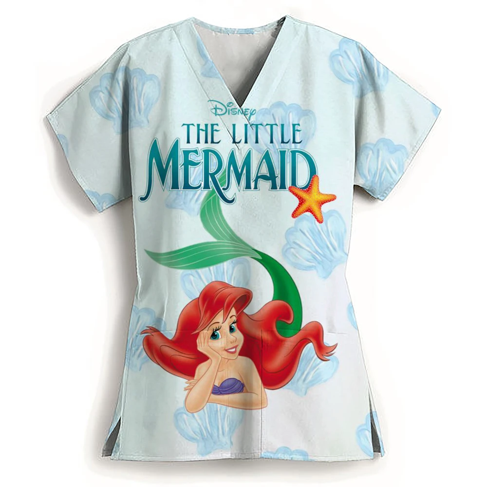 Disney Mermaid Princess Printed Matte Top Women's Dentist Work Clothes Nurse Matte Clothes Medicos Para Mujer Dental Hospital Wo
Disney Mermaid Princess Printed Matte Top Women's Dentist Work Clothes Nurse Matte Clothes Medicos Para Mujer Dental Hospital Wo