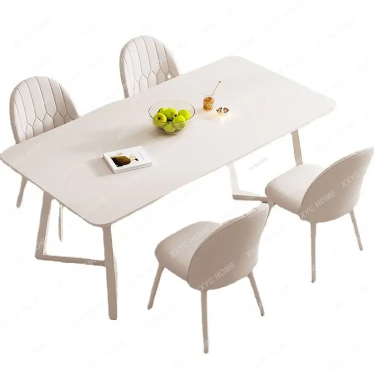 Pure White Household Dining Table Light Luxury RectangularRice Table Simple Cream Style Stone Plate Dining Tables and Chairs Set
Pure White Household Dining Table Light Luxury RectangularRice Table Simple Cream Style Stone Plate Dining Tables and Chairs Set