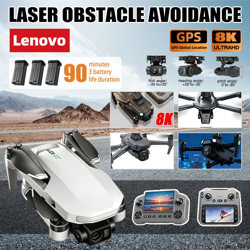 Lenovo Drone GPS RC 8K Professional HD Aerial Photography Laser obstacle avoidance Aircraft Quadcopter Three-axis gimbal Dron
Lenovo Drone GPS RC 8K Professional HD Aerial Photography Laser obstacle avoidance Aircraft Quadcopter Three-axis gimbal Dron