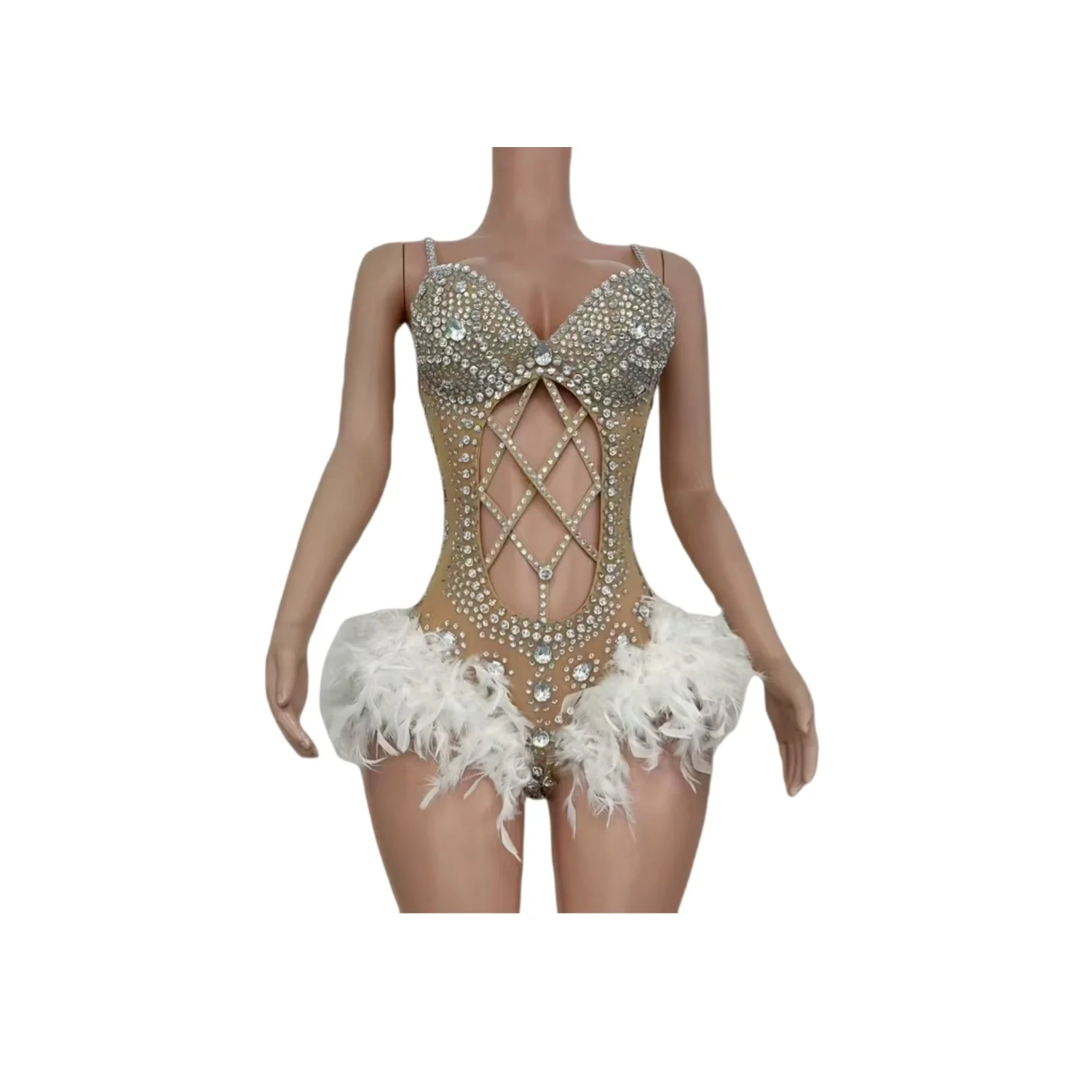 Sparkly Crystals tutu Luxury Hollow Out High Cut Thong One Piece Leotard for Show Party Sexy Women Elegant Feather Bodysuit
Sparkly Crystals tutu Luxury Hollow Out High Cut Thong One Piece Leotard for Show Party Sexy Women Elegant Feather Bodysuit