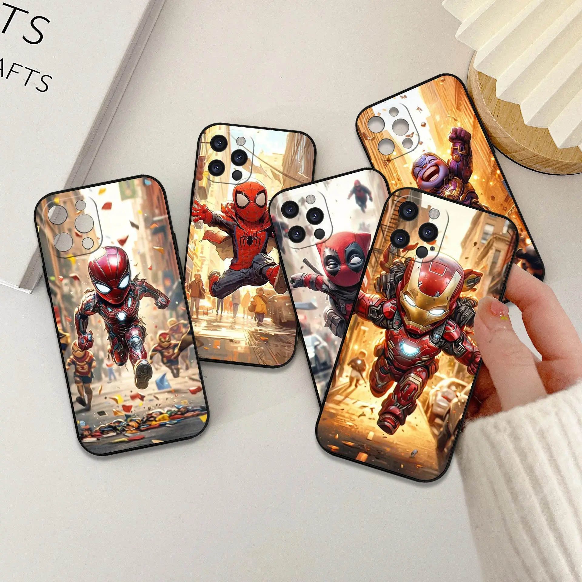 Cute Baby SpiderMan Iron Man Case For iPhone 16 15 14 13 12 11 Pro Max Plus Mini Funda For iPhone 15 16 ProMax Black Soft Cover
Cute Baby SpiderMan Iron Man Case For iPhone 16 15 14 13 12 11 Pro Max Plus Mini Funda For iPhone 15 16 ProMax Black Soft Cover