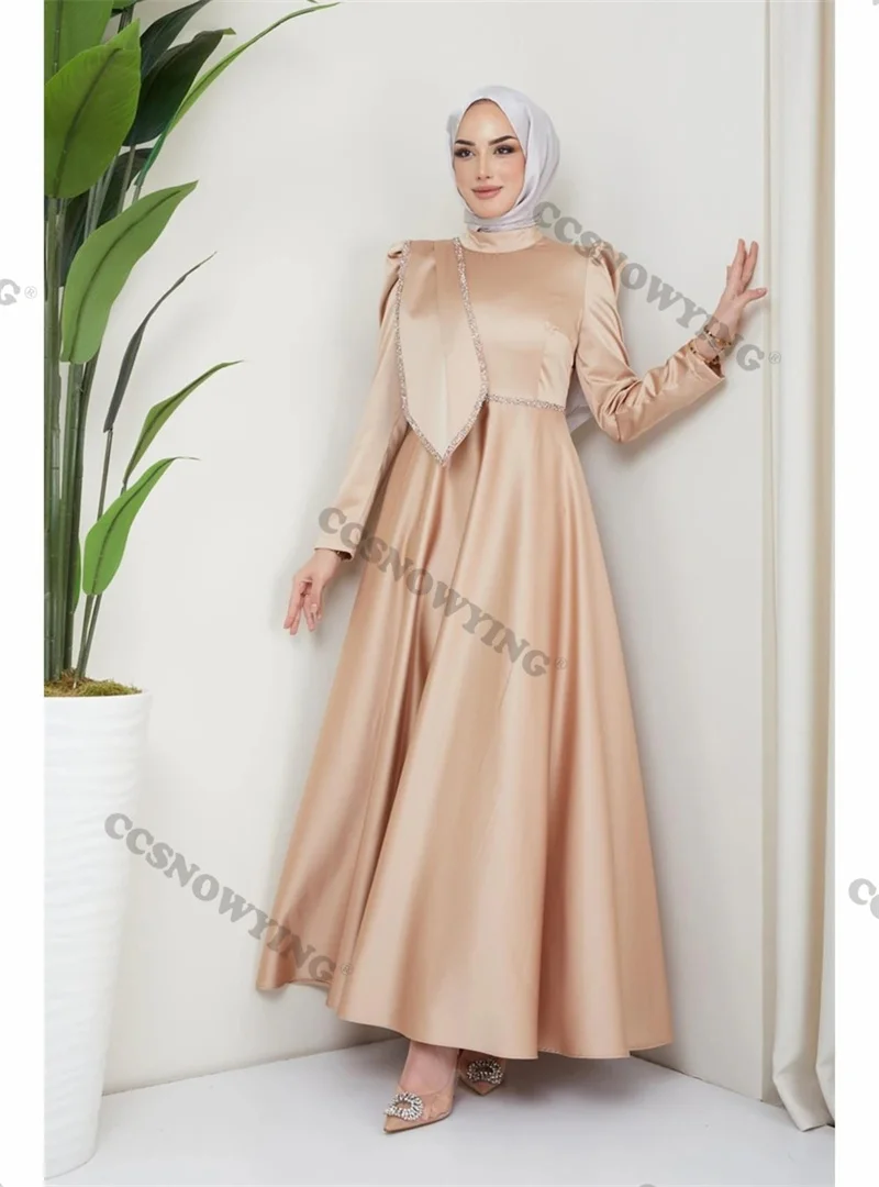 Beaded Satin Muslim Evening Dresses Arabic Dubai Long Sleeve Hijab Islamic Prom Formal Party Gown Women A Line Robes De Soirée
Beaded Satin Muslim Evening Dresses Arabic Dubai Long Sleeve Hijab Islamic Prom Formal Party Gown Women A Line Robes De Soirée