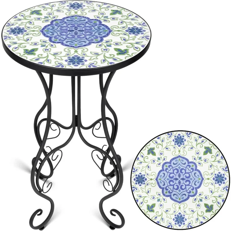 Mosaic Patio Table and Plant Stand, Outdoor Side Table for Patio with 14" Ceramic Tile Top, Weather Resistant Metal Round End
Mosaic Patio Table and Plant Stand, Outdoor Side Table for Patio with 14" Ceramic Tile Top, Weather Resistant Metal Round End
