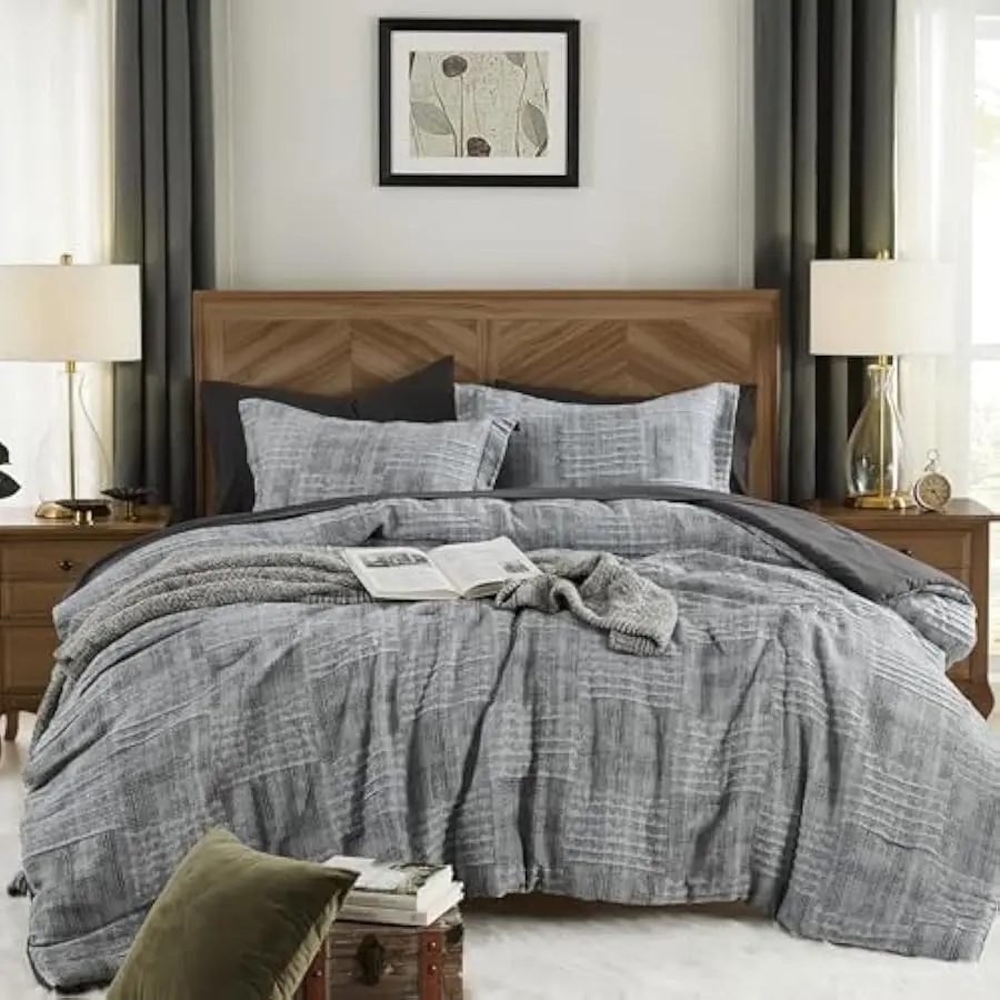 MaiRêve Charcoal Grey Queen Comforter Set, Textured Design Grey Crinkle Bed in A Bag Queen Size, Queen Comforter Set with 7 Piec
MaiRêve Charcoal Grey Queen Comforter Set, Textured Design Grey Crinkle Bed in A Bag Queen Size, Queen Comforter Set with 7 Piec